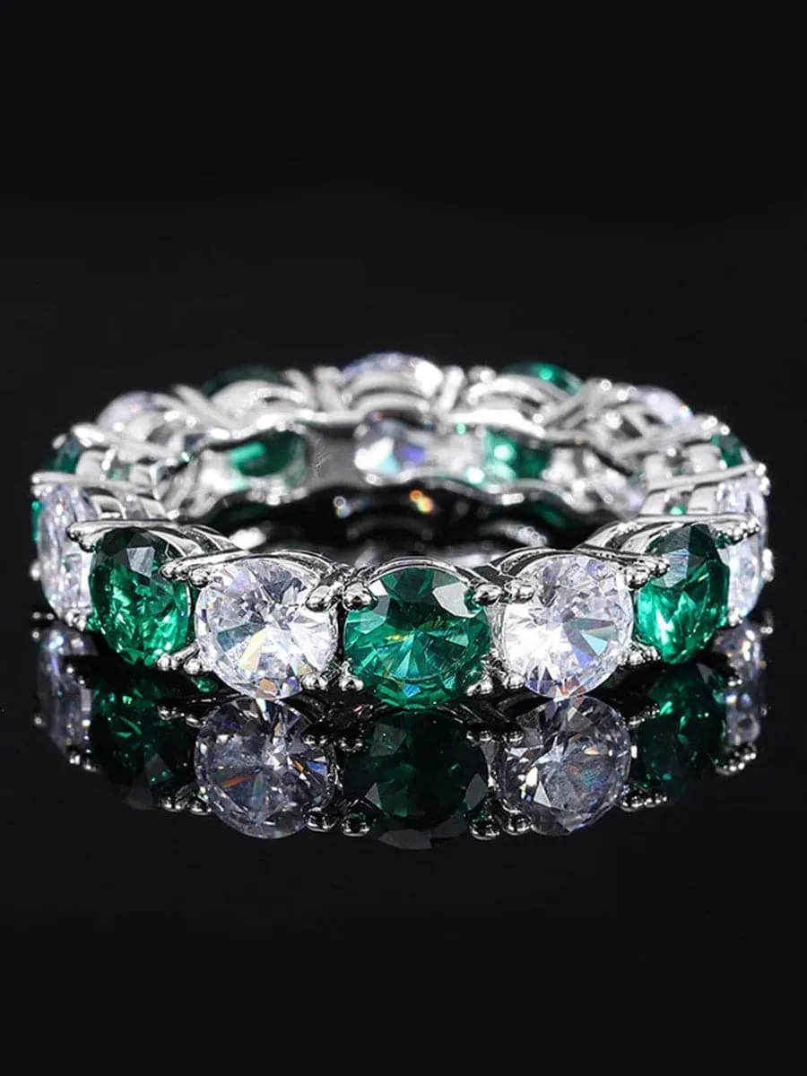 S925 Silver Synthetic Zircon Emerald Ring MSR110801