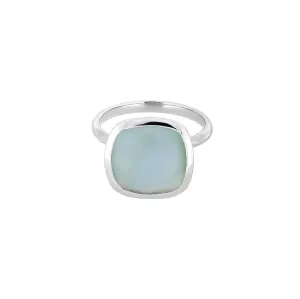 Square Aqua Chalcedony Ring