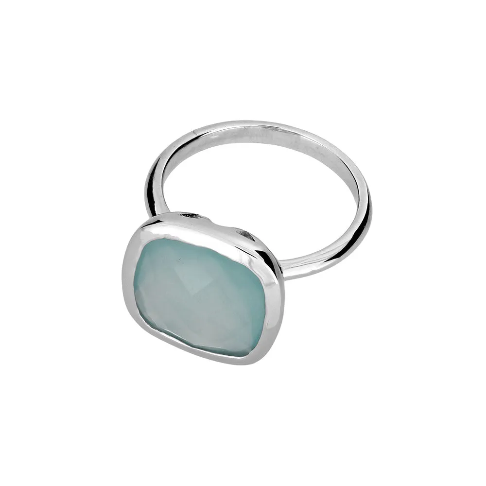 Square Aqua Chalcedony Ring