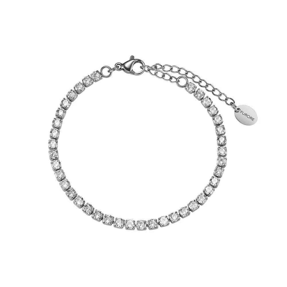 Stainless Steel Bracelet With Stones Silver Colour