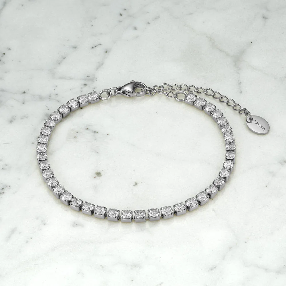 Stainless Steel Bracelet With Stones Silver Colour