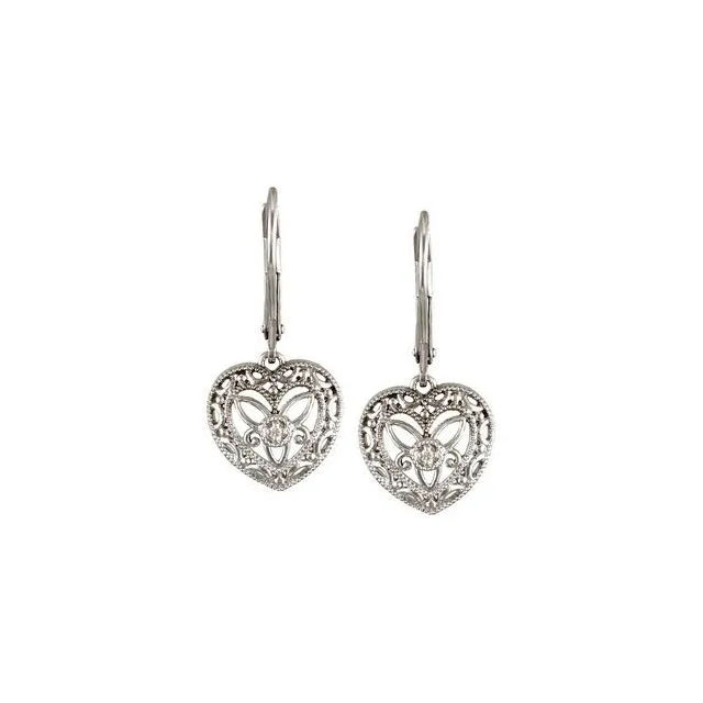 Sterling Silver .02 CTW Diamond Lever Back Earrings