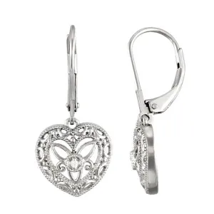 Sterling Silver .02 CTW Diamond Lever Back Earrings