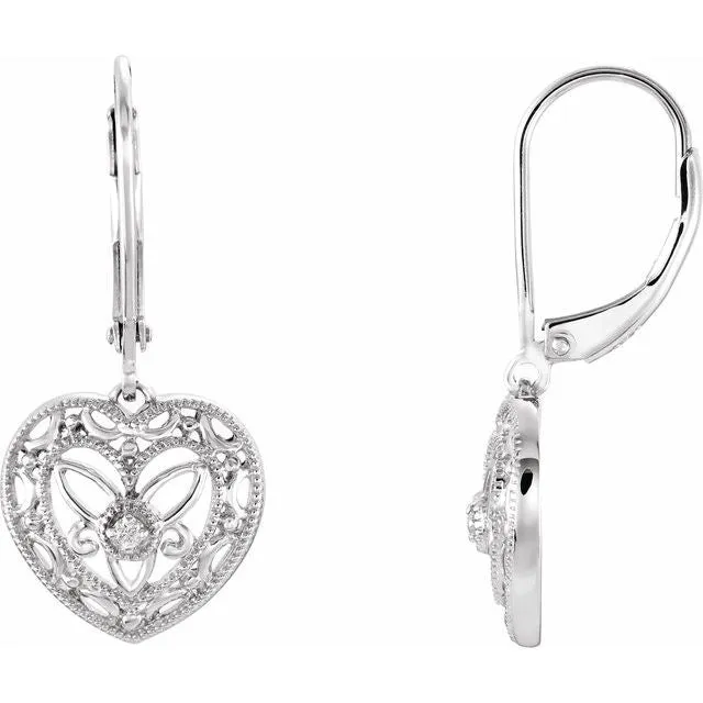 Sterling Silver .02 CTW Diamond Lever Back Earrings