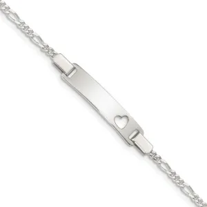 Sterling Silver Baby ID with Cut-out Heart Bracelet