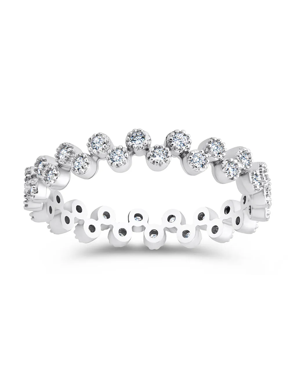 Sterling Silver Cubic Zirconia Bubbles Band Ring