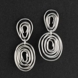 Sterling Silver Double Spiral Dangle Earrings