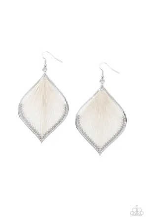 String Theory - White Earrings - Paparazzi Accessories