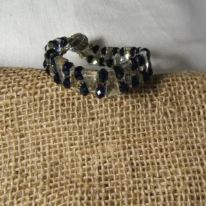 Swarovski Crystal Cuff Handmade Bracelet in Navy Blue