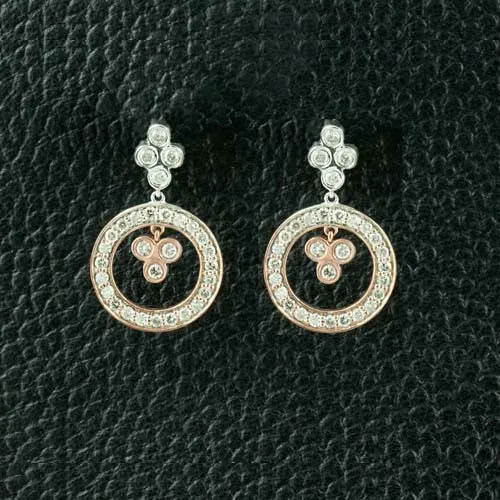 Triple Diamonds in a Circle Earrings