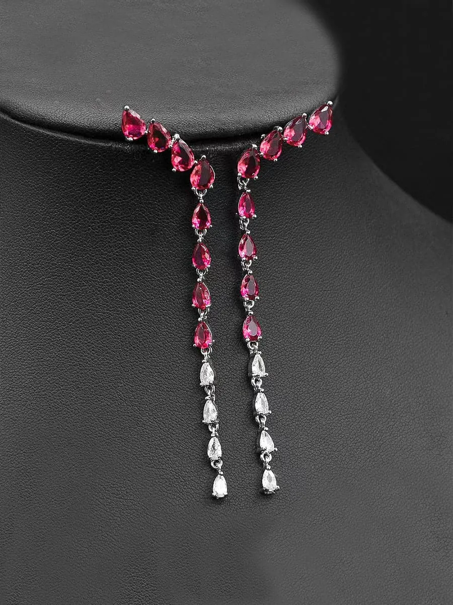 Two Tone Luxury Zircon Long Y-Necklace Earring Set MSN110816