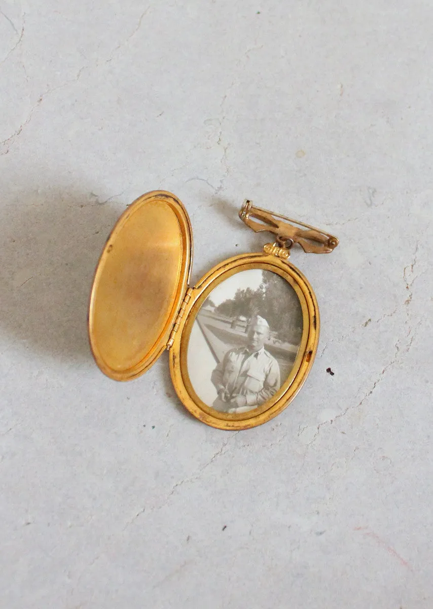 Vintage 1940s Large Sweetheart Locket Brooch