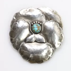 Vintage Georg Jensen Jewelry | Art Nouveau Pansy with Turquoise Brooch 113