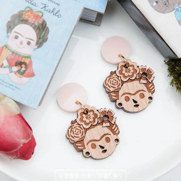 Wood With Words: Dangle Earrings Frida