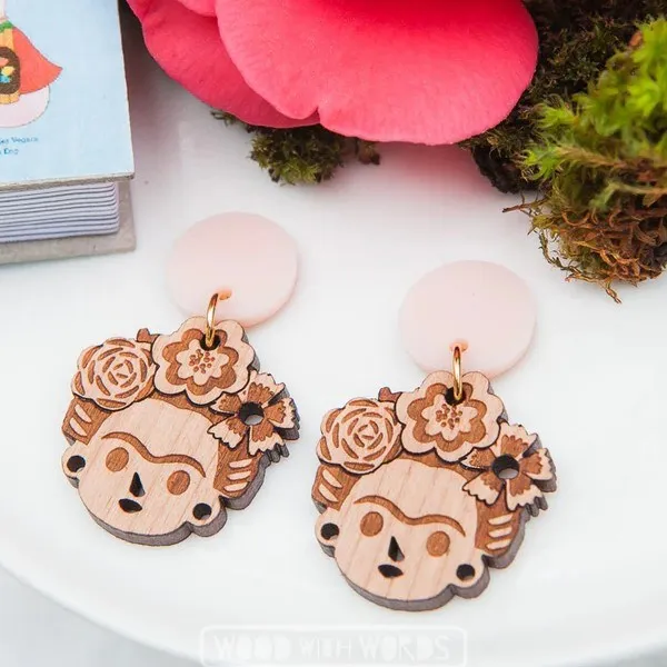 Wood With Words: Dangle Earrings Frida